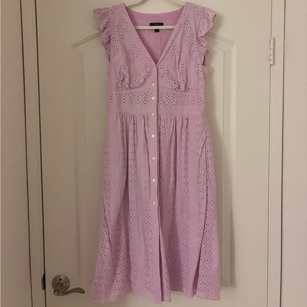 J. Crew Lavender Eyelet Midi Dress